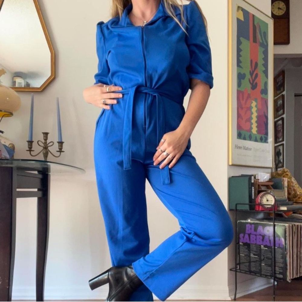 VTG 1970s Blue Jumpsuit with Belt